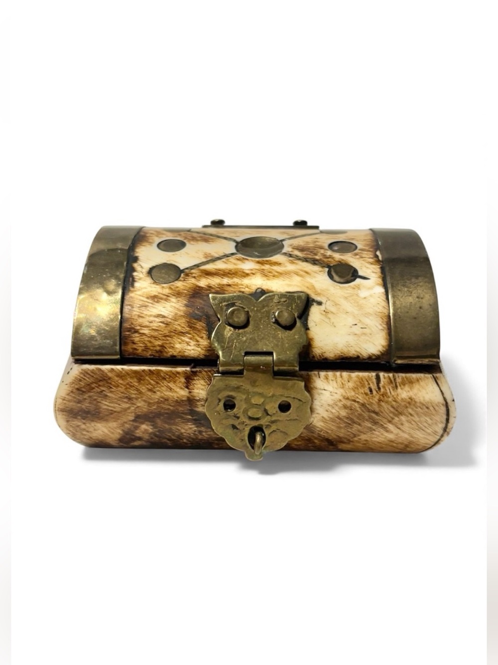 🎒BTS SALE📚 Vintage Camel Bone and Brass Decorative Trinket Box